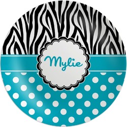 Dots & Zebra Melamine Plate (Personalized)