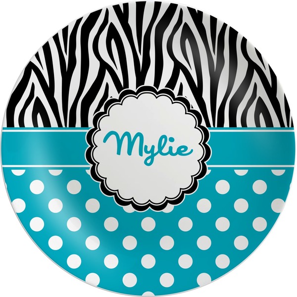 Custom Dots & Zebra Melamine Plate (Personalized)
