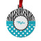 Dots & Zebra Metal Ball Ornament - Double Sided w/ Name or Text