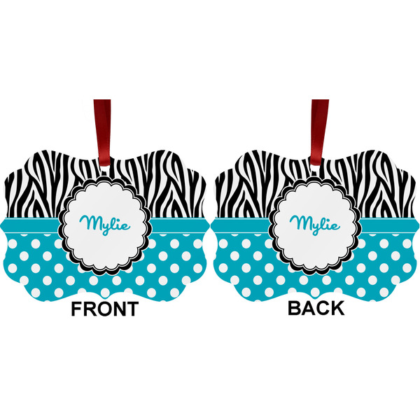 Dots & Zebra Metal Benilux Ornament - Front and Back (APPROVAL)