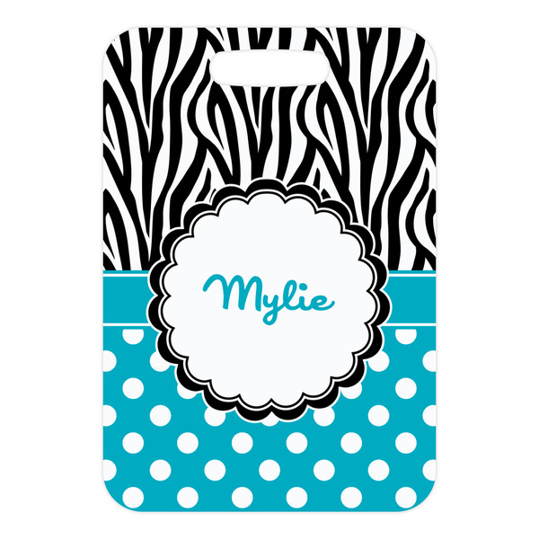Dots & Zebra Metal Luggage Tag - Front Without Strap