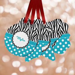Dots & Zebra Metal Ornaments - Double Sided w/ Name or Text