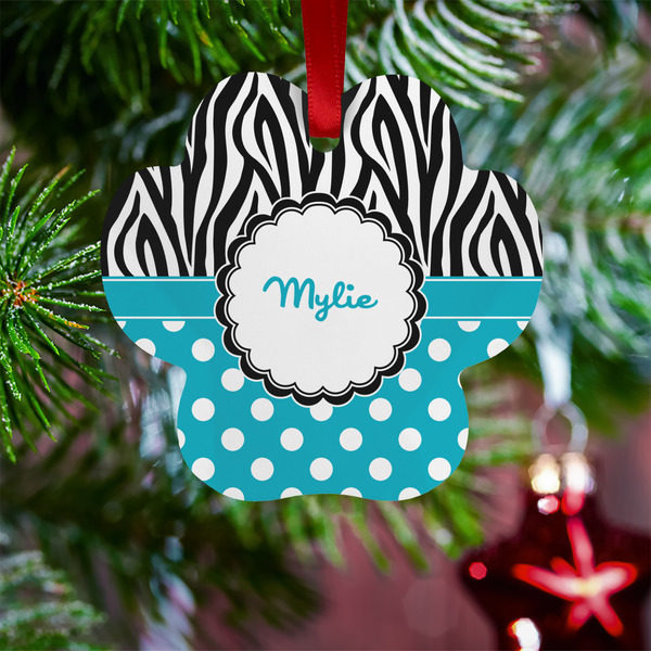 Dots & Zebra Metal Paw Ornament - Lifestyle