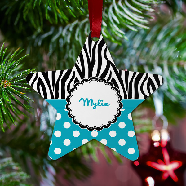 Dots & Zebra Metal Star Ornament - Lifestyle