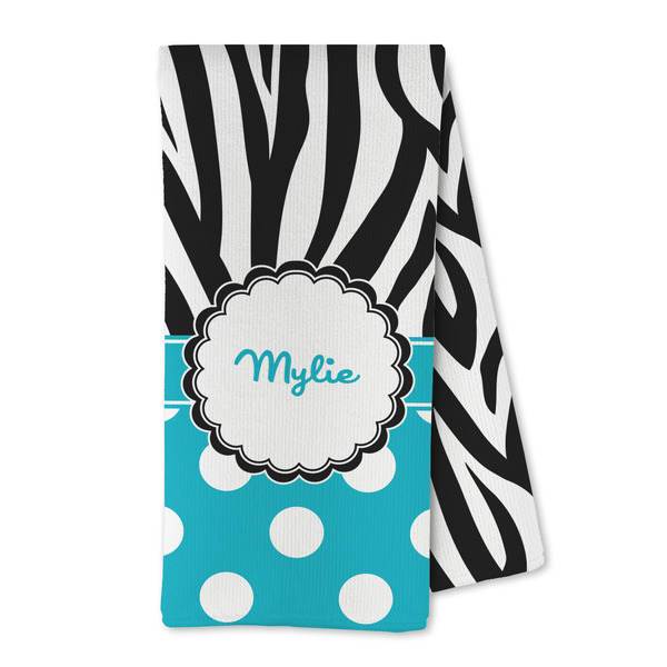 Custom Dots & Zebra Kitchen Towel - Microfiber (Personalized)