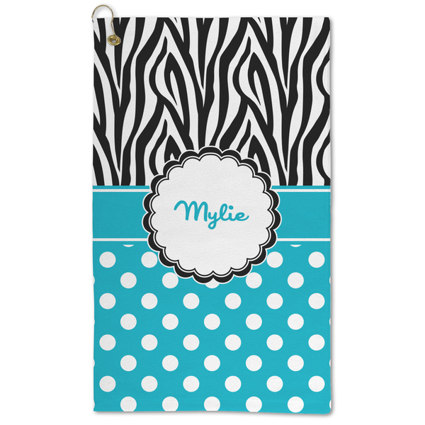 Custom Dots & Zebra Microfiber Golf Towel (Personalized)