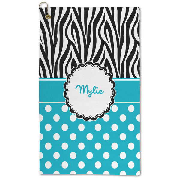 Custom Dots & Zebra Microfiber Golf Towel - Large (Personalized)