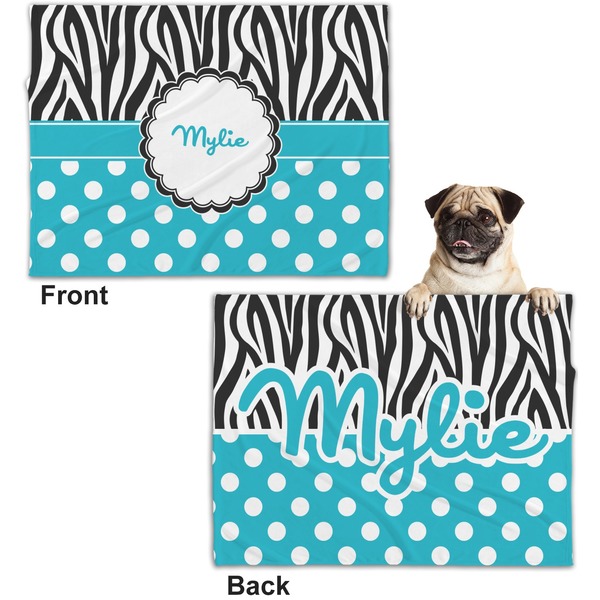 Dots & Zebra Microfleece Dog Blanket - Regular - Front & Back