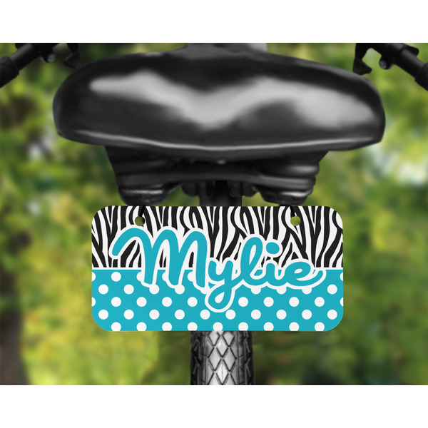 Dots & Zebra Mini License Plate on Bicycle - LIFESTYLE Two holes