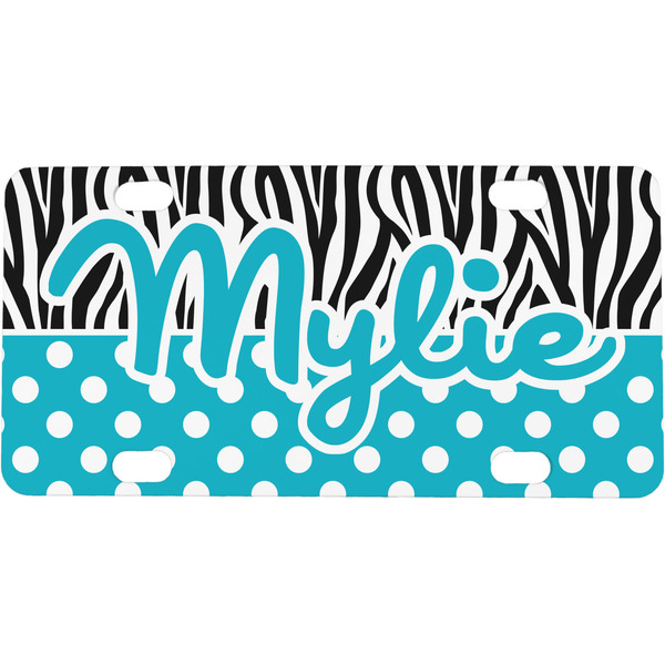 Custom Dots & Zebra Mini / Bicycle License Plate (4 Holes) (Personalized)