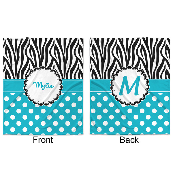 Dots & Zebra Minky Blanket - 50"x60" - Double Sided - Front & Back