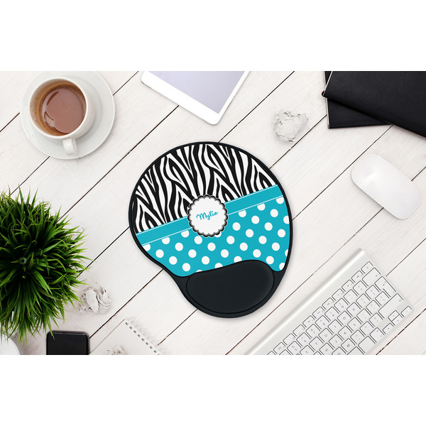 Dots & Zebra Mouse Pad with Wrist Rest - LIFESYTLE 1