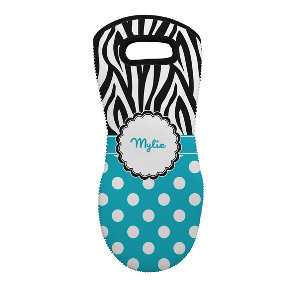 Custom Dots & Zebra Neoprene Oven Mitt w/ Name or Text