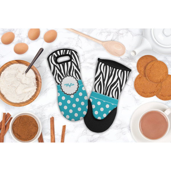 Dots & Zebra Neoprene Oven Mitt - Lifestyle Image