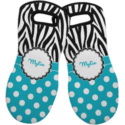 Dots & Zebra Neoprene Oven Mitts - Set of 2 w/ Name or Text