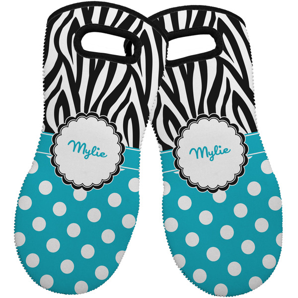 Dots & Zebra Neoprene Oven Mitt -Set of 2 - Front