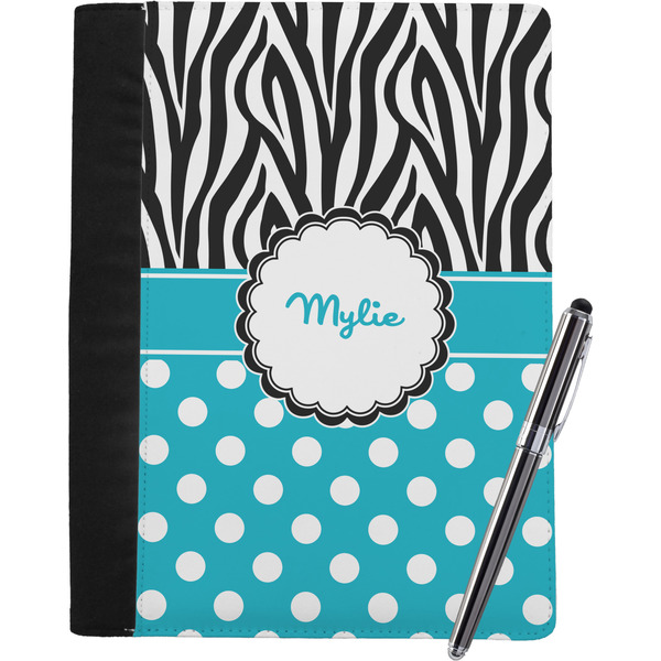 Custom Dots & Zebra Notebook Padfolio - Large w/ Name or Text