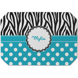 Dots & Zebra Dining Table Mat - Octagon (Single-Sided) w/ Name or Text