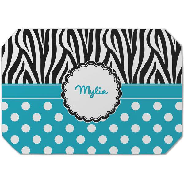 Custom Dots & Zebra Dining Table Mat - Octagon (Single-Sided) w/ Name or Text