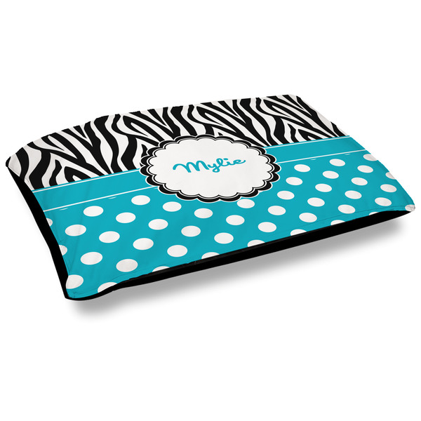 Custom Dots & Zebra Outdoor Dog Bed - Large (Personalized)