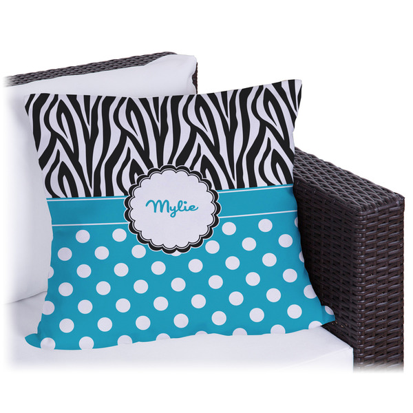 Custom Dots & Zebra Outdoor Pillow - 18" (Personalized)