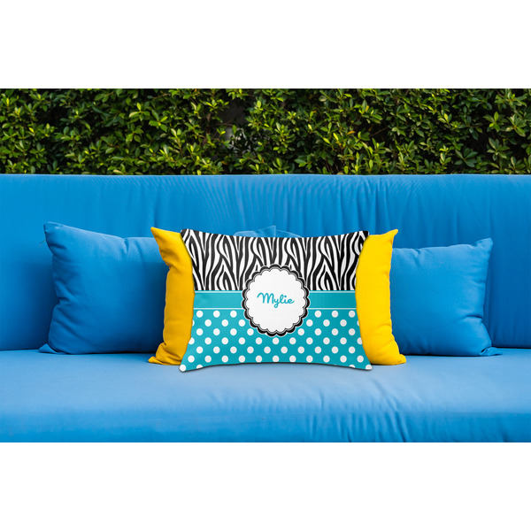 Dots & Zebra Outdoor Throw Pillow  - LIFESTYLE (Rectangular - 20x14)