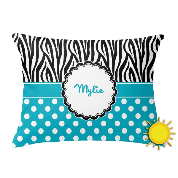 Custom Dots & Zebra Outdoor Throw Pillow (Rectangular) (Personalized)