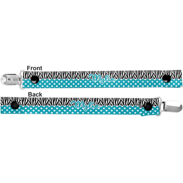 Dots & Zebra Pacifier Clip - Front and Back