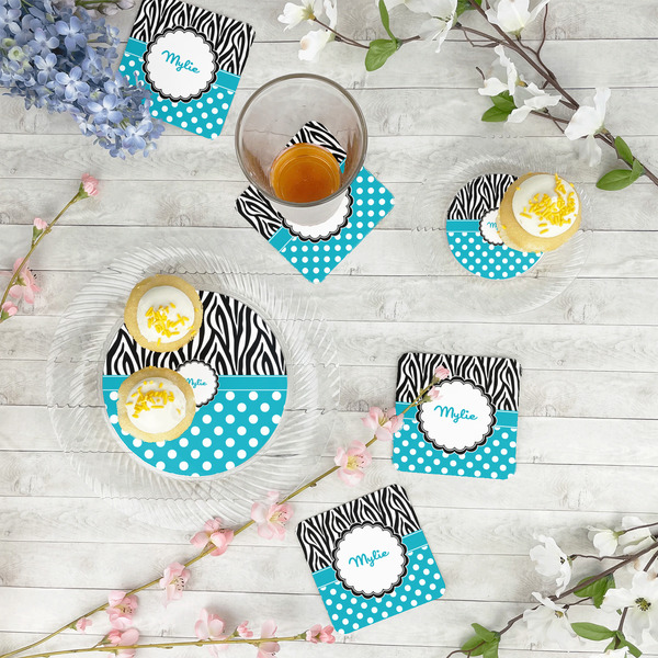 Dots & Zebra Paper Coasters - In Context