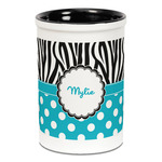 Dots & Zebra Ceramic Pencil Holders - Black