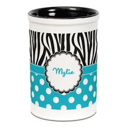 Dots & Zebra Ceramic Pencil Holders - Black