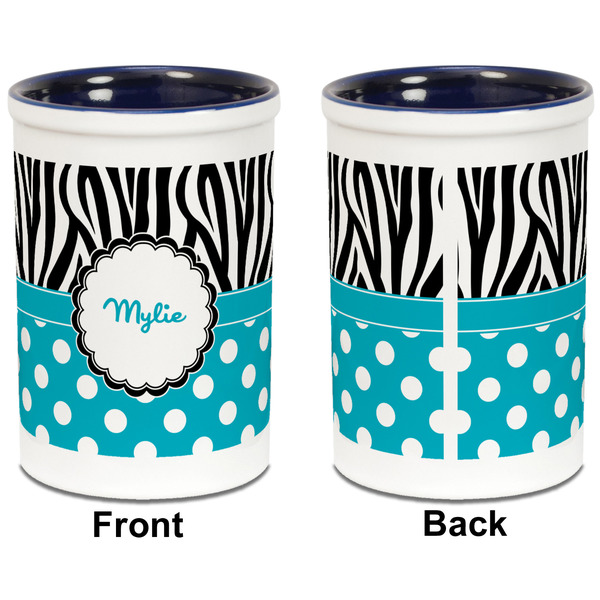 Dots & Zebra Pencil Holder - Blue - approval