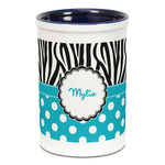 Dots & Zebra Ceramic Pencil Holders - Blue