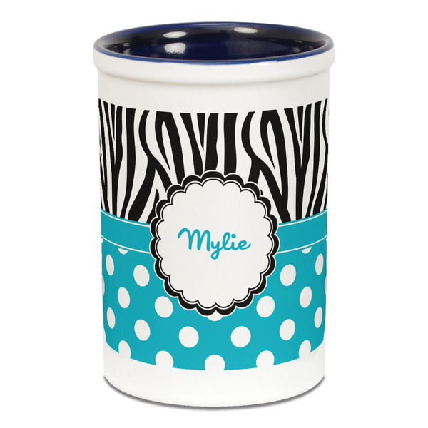 Dots & Zebra Pencil Holder - Blue