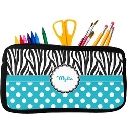 Dots & Zebra Neoprene Pencil Case - Small w/ Name or Text