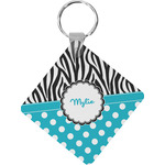 Dots & Zebra Diamond Plastic Keychain w/ Name or Text