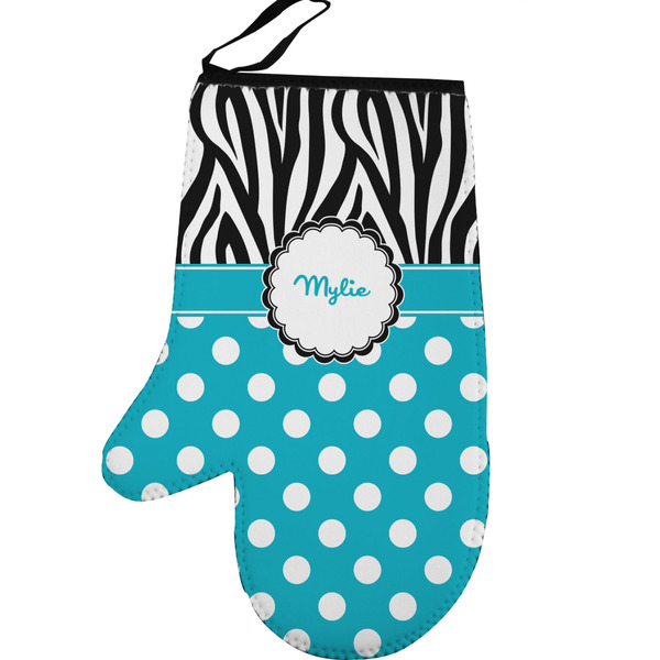 Dots & Zebra Personalized Oven Mitt - Left