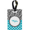 Dots & Zebra Plastic Luggage Tag - Rectangular w/ Name or Text