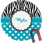 Dots & Zebra Round Fridge Magnet (Personalized)