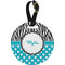 Dots & Zebra Plastic Luggage Tag - Round (Personalized)