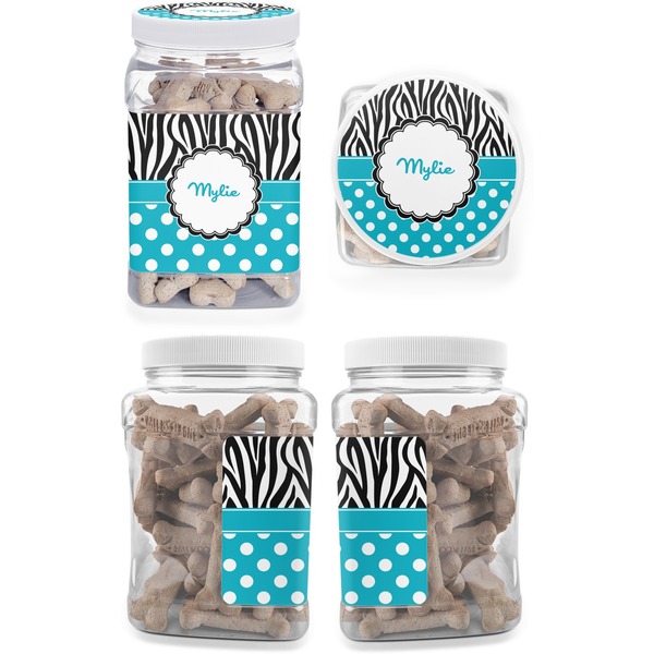 Dots & Zebra Pet Treat Jar - Multiple Angles
