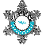 Dots & Zebra Vintage Snowflake Ornament (Personalized)