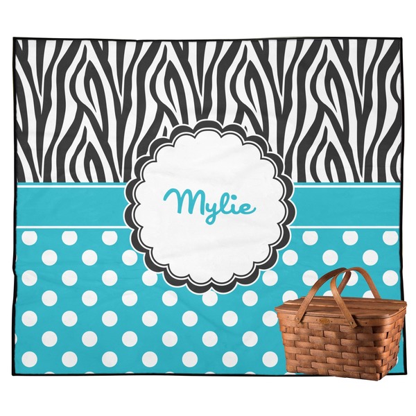 Custom Dots & Zebra Outdoor Picnic Blanket (Personalized)