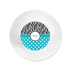 Dots & Zebra Plastic Party Appetizer & Dessert Plates - 6" (Personalized)