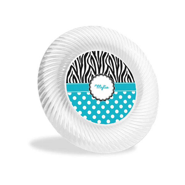 Custom Dots & Zebra Plastic Party Appetizer & Dessert Plates - 6" (Personalized)