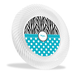 Dots & Zebra Plastic Party Dinner Plates - 10" (Personalized)