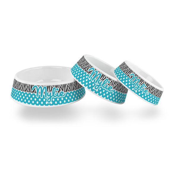 Dots & Zebra Plastic Pet Bowls - PARENT MAIN