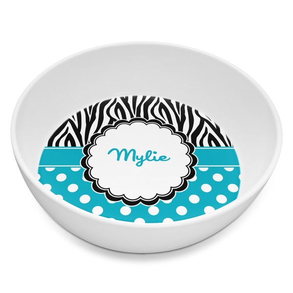 Custom Dots & Zebra Melamine Bowl - 8 oz (Personalized)