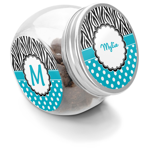 Custom Dots & Zebra Puppy Treat Jar (Personalized)
