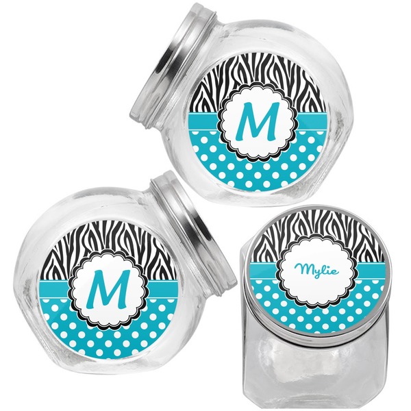 Dots & Zebra Puppy Treat Jar - Top Left Right